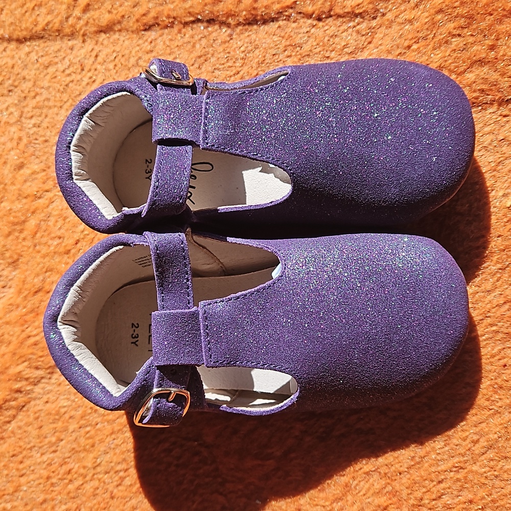 Dark Purple Sparkle Tstraps from Monkey Feet